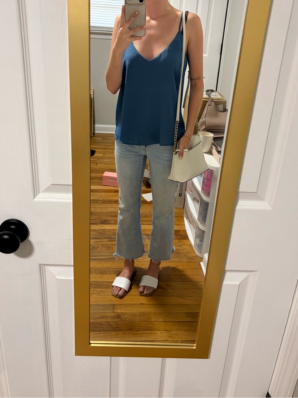 Lily White Blue Flowy Cami Tank Top Size Medium
